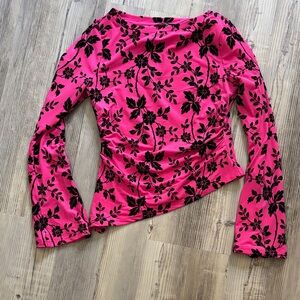 Chic Black Floral Long Sleeve Top